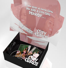   Introducing the COTA Skin x CITY GIRLS Luxe XL Bundle Box: Your exclusive VIP access to flawless skin, just like Caresha and JT of The City Girls! This all-in-one set is curated to deliver healthier, glowing skin effortlessly.&nbsp;    Included in the bundle:  COTA Classic Face Cleanser COTA Rose Toner 24K Gold Skin Brightening Serum COTA Face Cream Hyaluronic Acid Mask Collagen Eye Mask